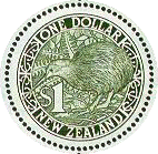 timbre rond émis en 1988 : Nouvelle-Zélande