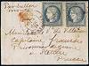 2 x 20 c siège sur lettre   frappée du cachet à date   de PARIS du 3 novembre 1870   à destination d un prisonnier de   guerre en PRUSSE