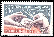 France : 0,25f +0,10f brun, bistre et gris ardoise Journée du timbre : la gravure
