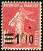 France : 1f10 sur 1f40 rose Semeuse camée