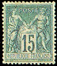 France : 15c bleu type Sage N sous U
